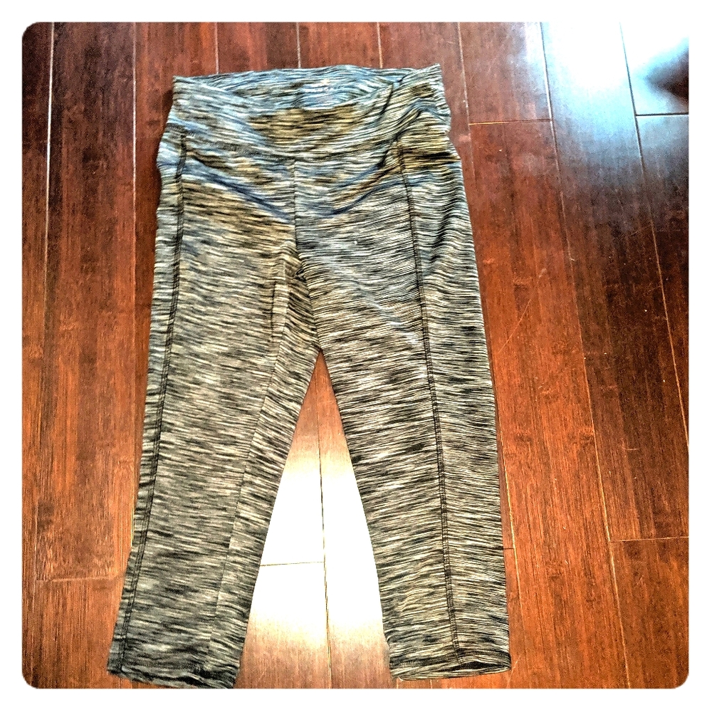 Gray and black yoga pants